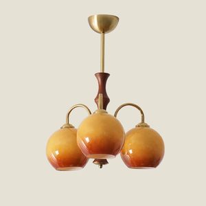 Lustre de kaki de salon vintage français lampes et lanternes en bois massif de chambre à coucher lustre de salle à manger américain - Product Image 6