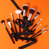 Kuas Makeup Profesional Multifungsi 42 Buah Bulu Kambing Sintetis Alami Gagang Kayu Hitam Label Pribadi Kustom