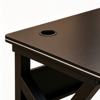 Bureau de jeu en forme de K, bureau d'ordinateur avec plateau blanc et cadre noir, table de bureau pour la maison, le bureau et les jeux