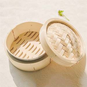 餃子用<span class=keywords><strong>DIY</strong></span>蒸し器 ステンレス製 円形竹製蒸し籠 12インチ（30cm）型付き 15cm 天然竹製蒸し器 - Product Image 1
