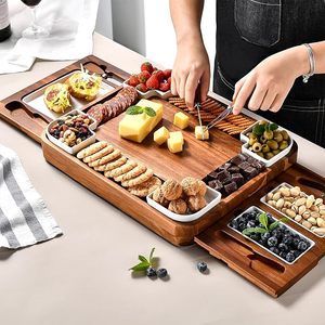 シャニックアップグレードアカシアチーズボードスクエア型シャルキュターセット、チーズ盛り合わせ、手作りデザイン - Product Image 6