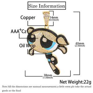 Hip Hop cartone animato Anime colorato zircone <span class=keywords><strong>Powerpuff</strong></span> ragazze ciondolo di lusso ciondolo con ciondolo collana di fascino per le donne - Product Image 6