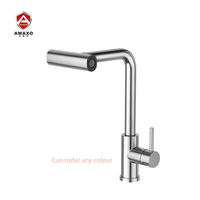 Robinet de cuisine moderne noir mat en acier inoxydable 304, très vendu, mitigeur eau chaude et froide avec cartouche céramique