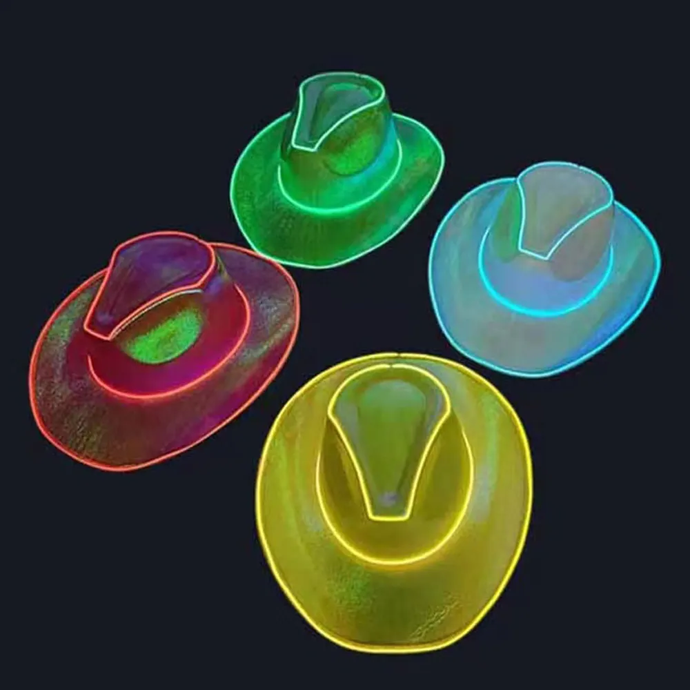 Light Up Cowboy Hat DIY Christmas Halloween LED Luminous Cowboy Hat Top Hat Wedding Birthday Party Costumes Dance Accessories