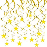 15 Stück Plastik-Sternform Schwarz Gold Silber Glitzer Spiralförmige Girlanden-Dekorationen für Abschlussfeier Geburtstag Hochzeit Neu