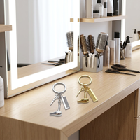 Lot de porte-clés de coiffeur en gros, en métal 3D, ciseaux, sèche-cheveux, peigne, pour souvenirs et cadeaux de salon de coiffure