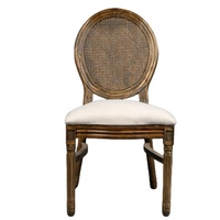 Chaise d'extérieur en rotin bois, siège à dossier rembourré roi Louis, rembourré