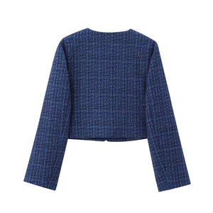 ZATRHMBM <span class=keywords><strong>Manteau</strong></span> <span class=keywords><strong>Court</strong></span> <span class=keywords><strong>Femme</strong></span> Automne 2024 Nouvelle Mode Décontractée Col Rond Velours Bouclé Boutonné Rétro - Product Image 3