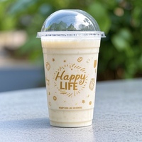 Emballage en plastique jetable PET tasse transparente avec couvercle boisson froide à emporter glace café latte jus smoothie verre 16 oz 12 oz