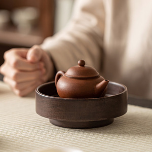 Bandeja de madera de nogal para tetera, tapete para tetera, base de arcilla púrpura termoaislante para tetera, soporte para preparación en seco, juego de té Kung Fu - Product Image 3