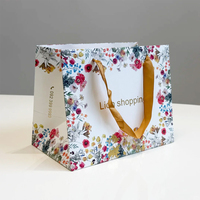 Mini sac de courses pliable personnalisé de luxe avec poignée torsadée, léger, imprimé, en papier artistique