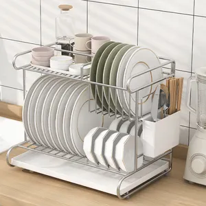 Égouttoir à vaisselle multifonctionnel en acier inoxydable Évier de cuisine Séchoir à vaisselle Étagère pour comptoir En stock