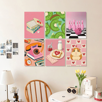 Kit de Peinture par Numéros sur Toile, Art Mural, Lot de 6 Mini Peintures Murales Florales Chat Bohème, Décoration Murale, Vente Directe en Gros et Dropshipping
