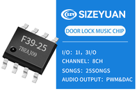 SZY F39-25 Puce musicale pour sonnette à 25 mélodies et 8 canaux avec boîtier SOP8, sortie PWM et DAC, alimentation 2.0-5.5V, température de fonctionnement 0-70°C