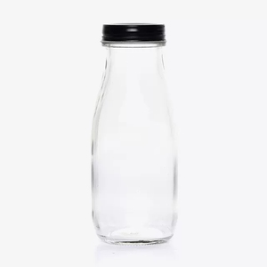Bouteille en verre style <span class=keywords><strong>Starbucks</strong></span> de 320 ml et 420 ml, vide, pour lait frais, avec couvercle à vis en métal, impression de logo personnalisée, vente en gros - Product Image 1