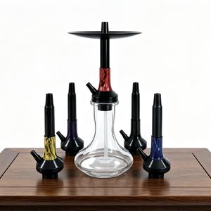Set de Hookah de Vidrio, Pipa de Shisha Moderna con Base Transparente, Acabado en Negro, Rojo, Morado y Dorado para Salón y Bar de Playa - Product Image 2