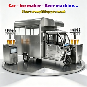 Estación de Bar Móvil y Máquina de Hielo Todo en Uno de Acero Inoxidable con 4 Ruedas para Conciertos, Bodas y Eventos al Aire Libre - Product Image 1