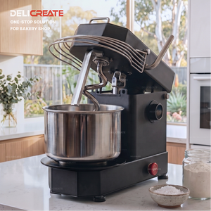 DELICREATE DLC-5HDM Mélangeur à spirale à tête inclinable 5, 7,5, 10 litres, bol amovible 5 kg, moteur CC 110V 230V, mélangeur à pâte en acier inoxydable 304 <span class=keywords><strong>pour</strong></span> usage domestique - Product Image 1