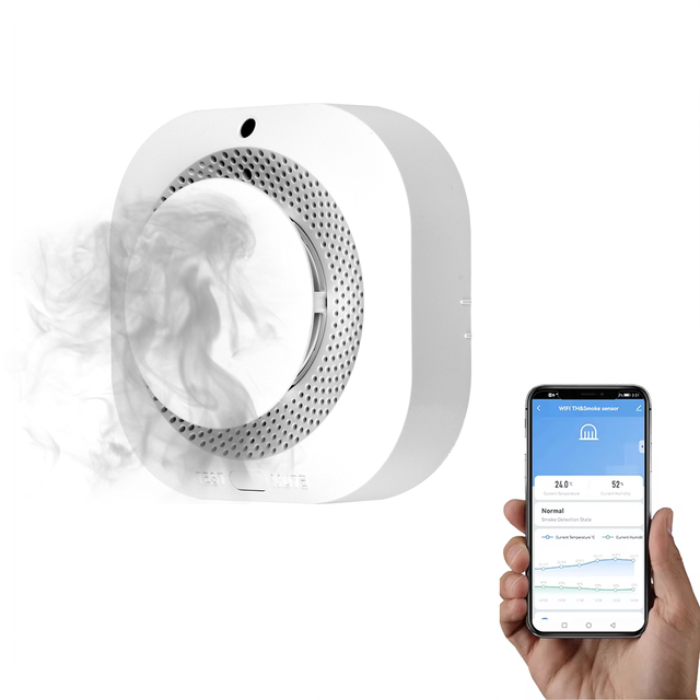 WiFI Smart Rookmelder Fire En14604 Photoelectric Smoke Detector Alarm FCC UL217 Certificate Tuya Wifi Smart Rauchmelder