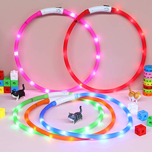 Luminous LED <b>Dog</b> Collar with Silicone Ribbon Solid Pattern USB Charging Eco-friendly Buckle Closure Small <b>Dogs</b> Pet Collar - Product Image 4