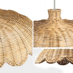 E27 MÂY TRE ĐAN wicker Mặt dây chuyền đèn Ruffle cạnh Chụp đèn thủ công mỹ nghệ mây chiếu sáng đồ đạc cho chiếu sáng trong nhà - Product Image 5