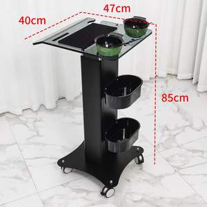 Chariot de rangement pour outils de coiffure et de coloration, avec panneau acrylique, seau de rangement et bol de lissage - Product Image 4