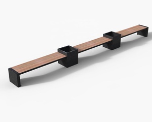 Bancs sans dossier en bois composite et acier 2026 NOUVEAU avec jardinière intégrée, design personnalisé en forme de U et en forme de <span class=keywords><strong>L</strong></span>, banc de jardin avec jardinière - Product Image 4