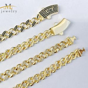 JML 도매 14K 골드 도금 유행 힙합 8mm 쿠바 목걸이 핫 세일 초커 모나코 목걸이 칼라 지르콘 황동 파티 - Product Image 4