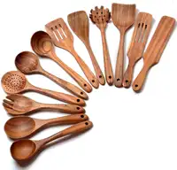 Conjunto de utensílios de madeira para cozinha, conjunto de colheres de madeira para cozinhar, instrumentos de madeira sem riscos