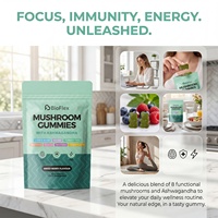 Gummies en gros OEM Véganes Complexe de Champignons 10-en-1 (Crinière de Lion, Ashwagandha) Adaptogène Nootropique Saveur Pêche