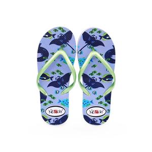 Chanclas con Estampado de Mantarraya Oceánica para Mujer, Sandalias de Playa de Verano, Correa Verde Metálica, Antideslizantes, Fabricación OEM Personalizada - Product Image 2