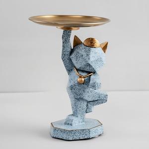 Oferta de Fábrica: Bandeja Decorativa de Resina con Gato de la Suerte Geométrico Pintado a Mano, Adorno de Mesa, Almacenamiento y Decoración para el Hogar - Product Image 3