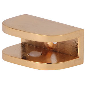 Supports d'étagère en laiton réglables avec pince pour verre, finition or brossé, robuste - Product Image 1