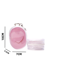 Pochette cosmétique mini ovale en PVC transparent tendance avec logo personnalisé, doublure imperméable en forme de cœur, pochette de rangement portable pour éponge à maquillage