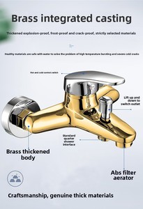 Robinet mitigeur <span class=keywords><strong>de</strong></span> salle <span class=keywords><strong>de</strong></span> bain en laiton élégant tout en cuivre poli triple chauffe-eau doux chaud froid robinet <span class=keywords><strong>de</strong></span> douche pour baignoire douche - Product Image 5