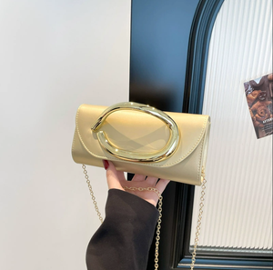 Sac à main de soirée de luxe pour femme, en polyester, avec chaîne d'épaule unique, poignée métallique, forme coquille, fermeture magnétique, pour fêtes et dîners - Product Image 4