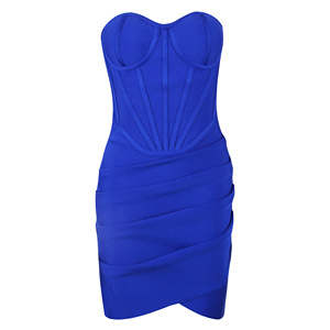 Fournisseur de robes de soirée d'été, <span class=keywords><strong>robe</strong></span> élégante bleu royal sans bretelles, style corset, mini-<span class=keywords><strong>robe</strong></span>, idéale pour les soirées en boîte de nuit - Product Image 6