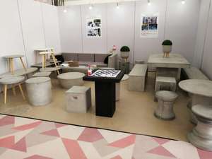 <span class=keywords><strong>Tavolino</strong></span> da Caffè Rotondo in Fibra di Argilla Contemporaneo Fatto a Mano in Grigio Cemento/Nero Carbone/Marrone per Uso Domestico e Soggiorno - Product Image 6