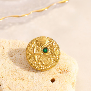 เข็มกลัดชุบทองสไตล์ยุโรปพร้อมลายปะการังปลาดาว เครื่องประดับแฟชั่นสแตนเลสสำหรับสวมใส่ทุกวัน - Product Image 4