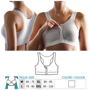 ORIONE Soutien-gorge post-opératoire sans armatures, bonnet complet, uni, respirant, fermeture avant, marque italienne, haute qualité, Réf. 9696 - Product Image 1