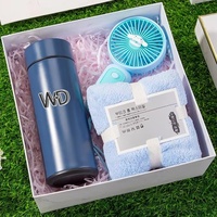 Ensemble cadeau d'entreprise à faible MOQ, articles promotionnels d'été personnalisés avec logo, bouteille d'eau avec ventilateur, parapluie souvenir pour événements d'entreprise