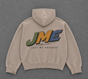 เสื้อฮู้ดซิปผู้ชาย JME ผ้าฝ้ายเฟรนช์เทอร์รี่ สไตล์โลโก้ด้านหน้าแบบดิสเทรส - Product Image 2