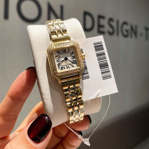 Montres à quartz pour femmes au design classique et élégant, tendance, de haute qualité, avec un cadran serti de diamants, couleur or, montre pour femmes - Product Image 4