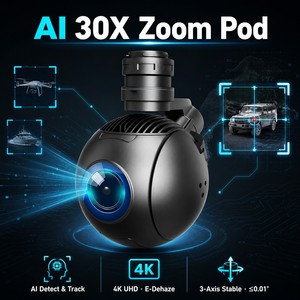 30X Optical Zoom 4K UHD AI Gimbal <b>Camera</b> Pod for Drone with Smart Detect & Track Neural Engine 8MP CMOS 3-Axis <b>Stabilized</b> - Product Image 2