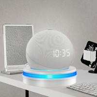 Support de bureau pour Echo Dot 4e/5e génération avec organisateur USB-C, éclairage LED RGB et fonction téléphone pour home cinéma (support uniquement)