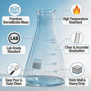 <span class=keywords><strong>Fiole</strong></span> Erlenmeyer en verre borosilicaté résistant à la chaleur, 5-10000 ml, transparente, graduée, conique, verrerie de laboratoire de <span class=keywords><strong>chimie</strong></span> scientifique - Product Image 3