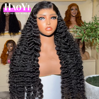 Perruque frontale en dentelle 13x6 sans colle, cheveux humains vierges, bouclés style 'Water Wave' birmans naturels, 'Pixie Curl' indiens, cheveux vietnamiens