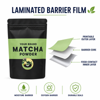 Sachet de Matcha Japonais de Qualité Cérémoniale, Emballage de Thé Bio Premium Noir Mat, Refermable, Sans Gluten, avec Fermeture Éclair