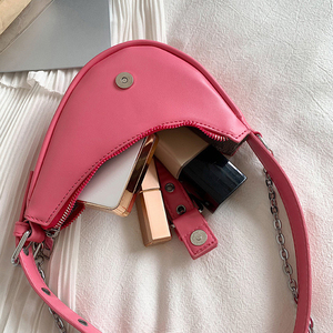 Vintage Fashion Mini Handbag for Women Single Strap Sling Shoulder for <strong>Pink</strong> Zipper Closure with Small Chain Factory <strong>Purses</strong> - Product Image 3