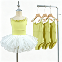 Vêtements d'entraînement de danse, fabricant professionnel, justaucorps de ballet vert mignon avec nœud papillon pour filles